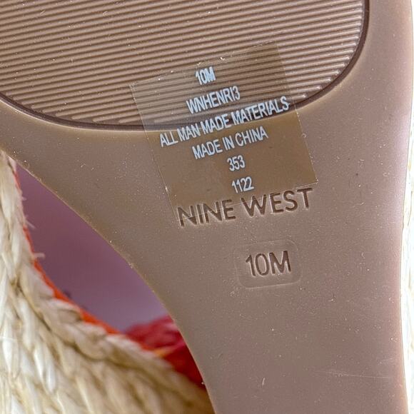 Nine West womens 10 orange espadrille woven Henri Round Toe Woven Wedge Sandals - Picture 7 of 7